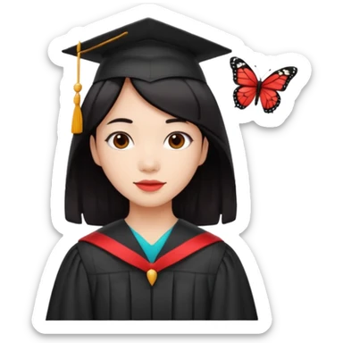 Graduate red filipino black hair with straight wavy hairclength butterfly haircut sticker
