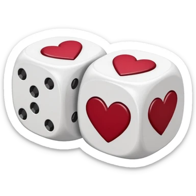 two dices in with burgundy red heart details sticker