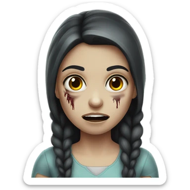 Brunette girl zombie horror  sticker