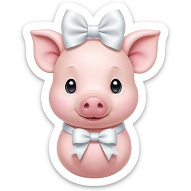 Cute light pink Piglet standing with big white bow around neck sticker