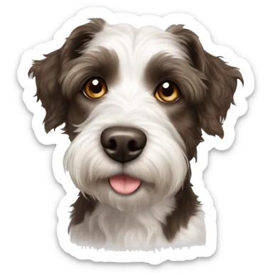 dog white with dark brown spot over left eye Australian aussiedoodle boston terrier mix sticker