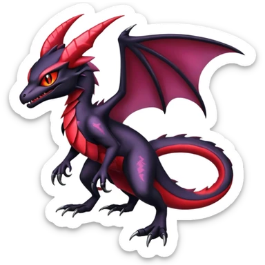 Shiny Epic Badass Edgy Dark Gothic Noibat-Salandit-Salazzle-Noivern-Nargacuga-Litten-Hybrid sticker