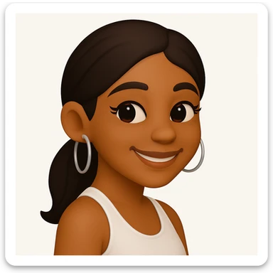 turn the second man in emoji style of the 1st image, match the facial features and match dressing style of the 2nd image, she is wearing white tank top lose, side pose sticker
