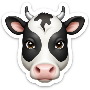 cinematic-noble-black-and-white-cow calf-portrait-emoji,-poised-and-regal,-with-a-large,-sturdy-build-and-a-beautifully-patterned-hide-of-rich-black-accented-by-crisp-white-patches,-deep-set-soulful-brown-eyes,-simplified-yet-sharp-and-sophisticated sticker