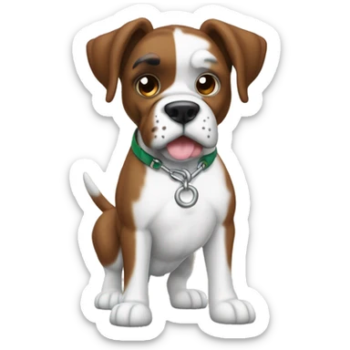 Perro boxer bayo, con la cara de color bayo y pecho con una figura de ancla de color blaco donde el blanco sigue en su estomago, patas de color bayo sticker