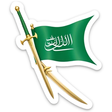 Saudi Arabian flag with green background and white Arabic script and sword sticker