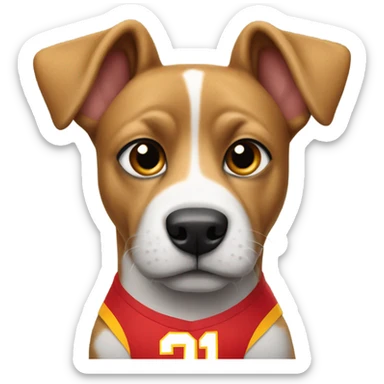 Mixed dog wearing Chiefs jersey  sticker
