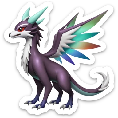 Shiny Noivern-Mightyena-Silvally-Fakémon-hybrid-creature (full body)  sticker