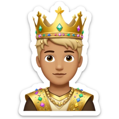 Festival Prince – gold sash + confetti crown, Golden Princes. sticker