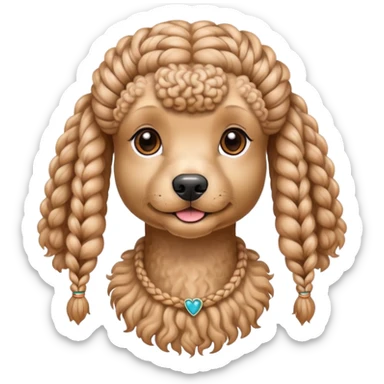 Miniature poodle with braids on its head sticker
