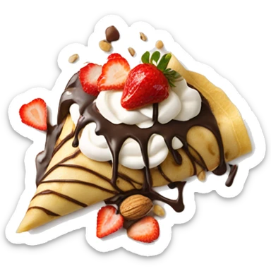 Crêpe with strawberries chocolate banana and nuts with chocolate drizzle on the top and whipped cream  sticker