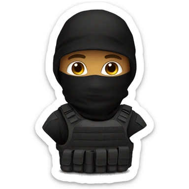 Special forces with black tactical gear and a black balaclava  sticker