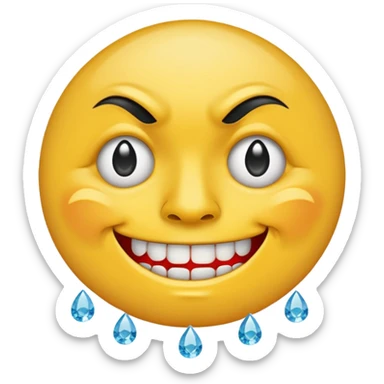 circular yellow grimacing face emoji with diamond plated teeth and a teardrop tattoo underneath the corner of his eye sticker