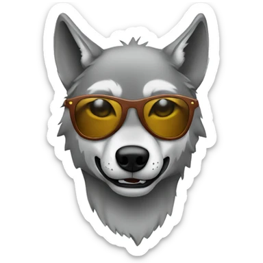 wolf wearing sunglasses and a hoodie with a piercing in the left ear  sticker