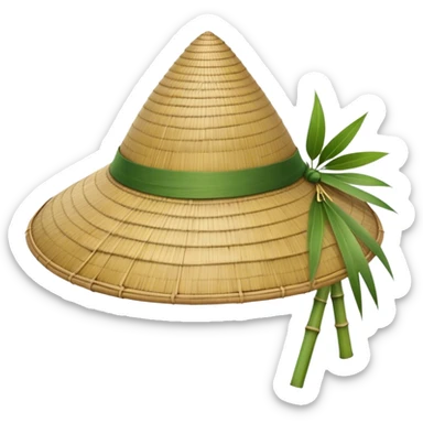 ​Cinematic Realistic Traditional Vietnamese Nón Lá, depicted as a delicately crafted conical hat made of bamboo and palm leaves with subtle texture and natural wear, evoking authentic cultural heritage, please show the hat only sticker