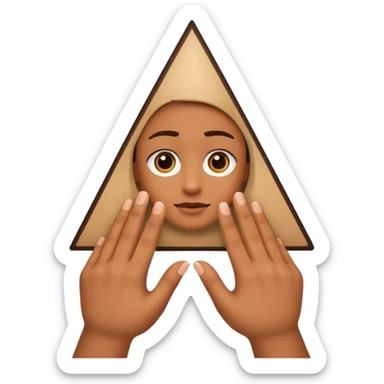 Similar to the heart hands emoji, this emoji should show a triangle created by the fingers of the hands. There should be no other triangles in the emoji. sticker