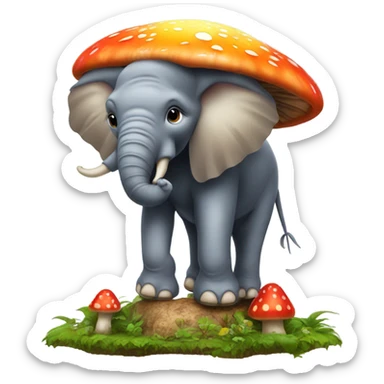 Elephant standing on a mushroom sticker