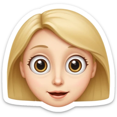 Funny caricature style cartoon, big eyes, happy face sticker