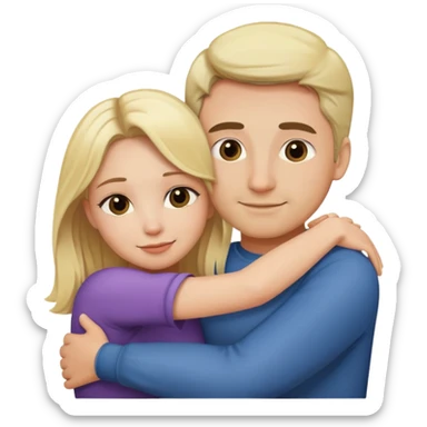 Blonde woman hugging her husband  sticker