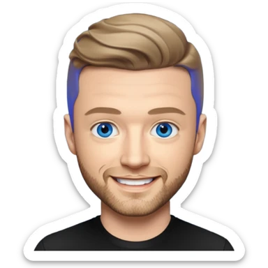 Justin Timberlake blue eyes, dark blonde hair, black shirt sticker