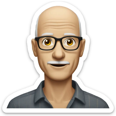skinny 60 year old white man with no facial hair bald with glasses sticker