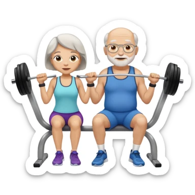 light skin grandma and grandpa work out at the gym and They have neutral colours of clothes sticker