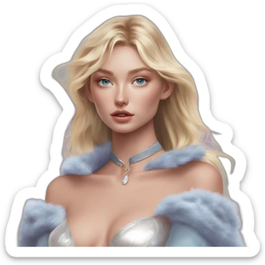 Elsa Hosk, Bare belly, Wings, Choker, Colorless garden, Bathed in shadows, FOV 90 degrees, short lighting, L USM, Cold Colors, gilded technique, taiji, extremely hyper aesthetic, absurdres sticker