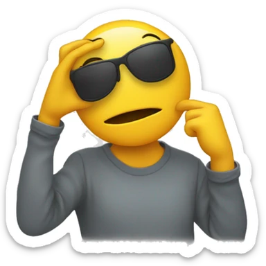 An emoji dabbing (taking one hand up in front of the face with a straight arm covering the eyes sticker
