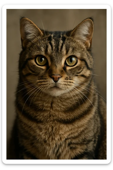 realistic cat, detailed fur, lifelike eyes sticker