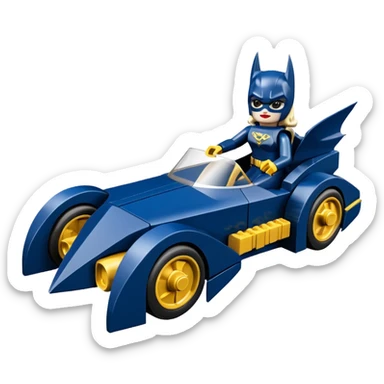  Dark blue Detailed aerodynamic opulent dark knight futuristic concept Catwoman Batgirlmobile loosely based on 1977 Buick coupe  roadster racing Lego (flat long straight faceted mechanical body) winged stealthy street hot rod  sticker
