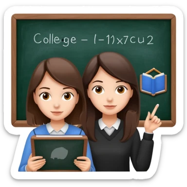a girl with shite skin and dark brown hair studying with blackboard with College student sticker