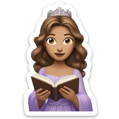 Reading Princess with Brown hair and lilac gown  sticker