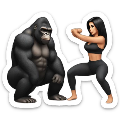 Buff Gorilla helping Kim Kardashian to do squats sticker