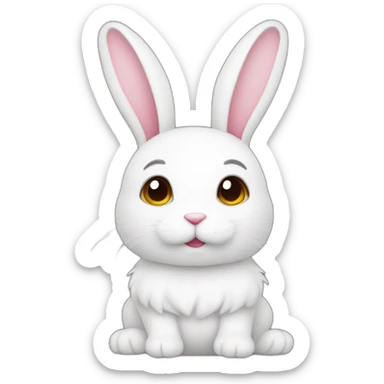white rabbit cute stuffed sticker