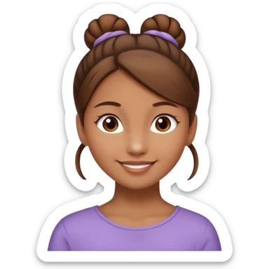 Girl with light brow skin and brown hair in bun sticker