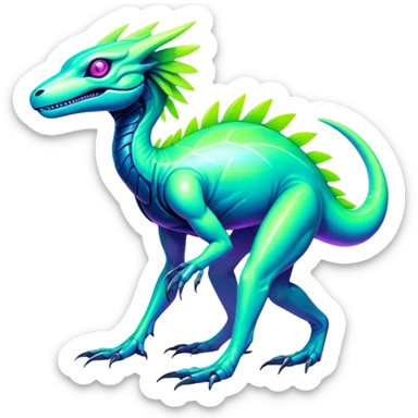 Tropical futuristic lush cool edgy neon Fionbri-Vernid-Elgyem-creature (full body) sticker