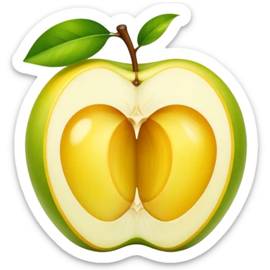 A single halved yuzu fruit, in Apple iPhone emoji style. Bright yellow skin, juicy interior visible, vibrant colors, smooth gradients, glossy highlights, clean simple shapes, no outlines.
 sticker