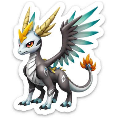 Meloetta-Wargreymon-Dutch-Angel-Dragon-Silvally-Kyurem-Trico-Pokémon-Digimon-Fakémon-fusion-hybrid-creature sticker