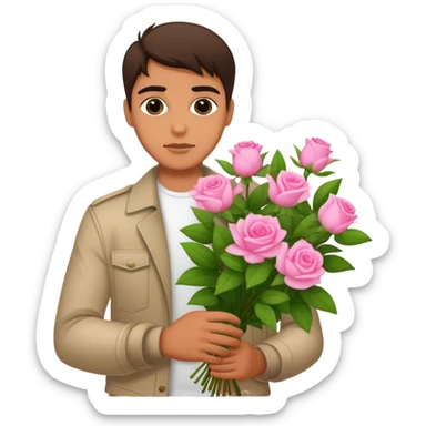 The bad boy is holding a bouquet of pink jasmine roses sticker