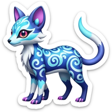 Icy floral shiny colorful neon bright vibrant patterned Genet-Absol-Zeraora-Primagen-fusion-creature  sticker