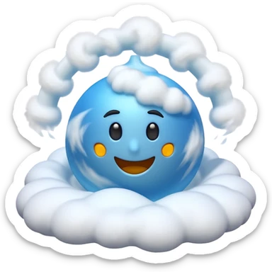 3D render of Blizzard, miniature weather phenomenon, volumetric particle effects, swirling white snow and wind vortex, elemental energy, emoji style, isolated on white background --v 6.0. sticker