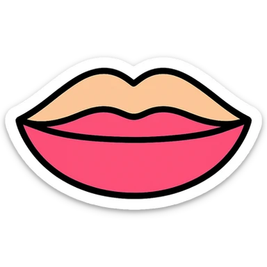 colored medical style icon of a closed mouth, light colors sticker