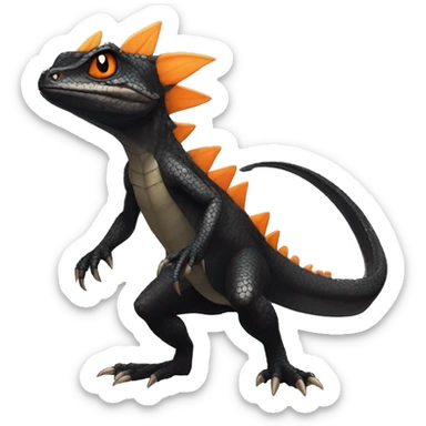 cool edgy black and orange Dark-type nargacuga lizard Pokémon full body sticker