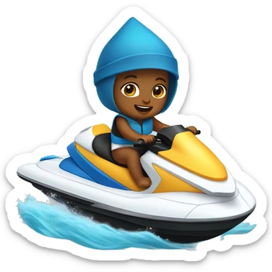 Baby wearing a wizard hat riding a jet ski sticker