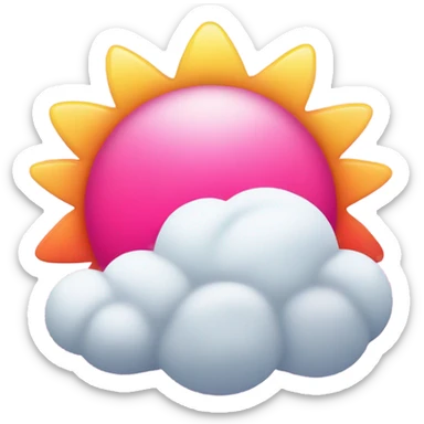 Cloud with a hot pink sun  sticker