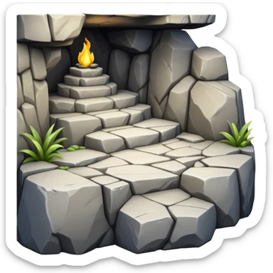 generate realistic detailed cave patform in 3d style view up sticker
