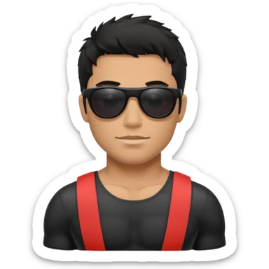 Dark Tan Muscular lifeguard with messy black hair sticker