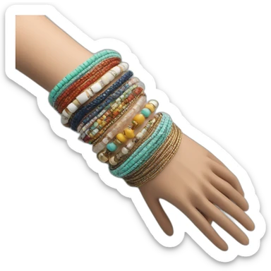 manikin hand with a stack of bracelets on wrist sticker