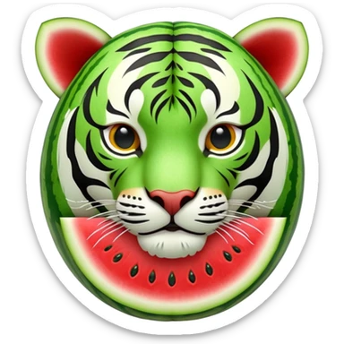watermelon carved into tiger shape sticker