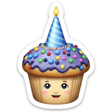 Blueberry Muffin celebrating birthday sticker